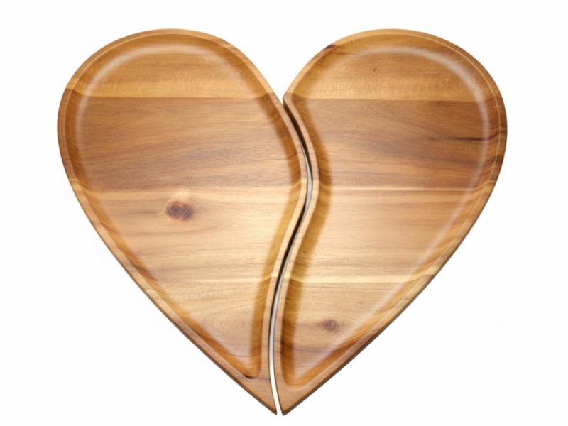Acacia Wood Heart-Shaped Divided Serving Platter - Eco-friendly Kitchenware